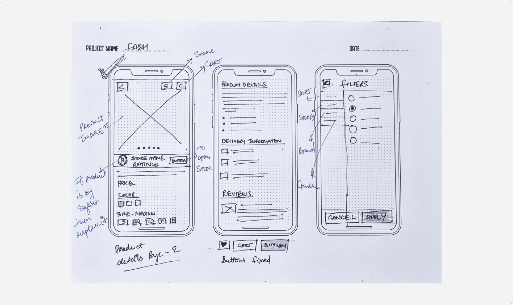 Pen and paper wireframe sketch 4