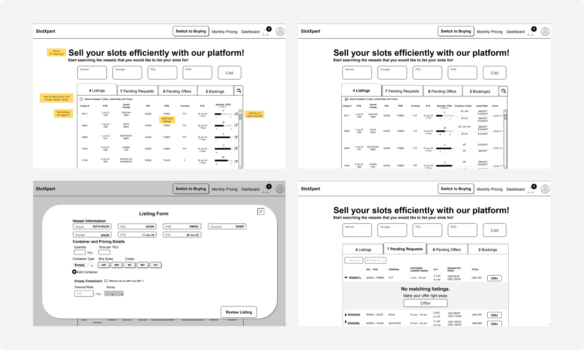 Seller wireframe 1
